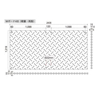 ウッドプラスチックテクノロジー　軽量Wﾎﾞｰﾄﾞ両面凸4×8 板厚8㎜ (灰) 1219㎜×2438㎜×21㎜（固定穴8か所）　BP1224-18-GY